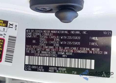 2022 Toyota Highlander Hybrid Platinum from USA, damaged, VIN 5TDFARAH9NS012863